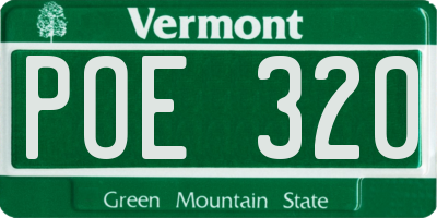 VT license plate POE320