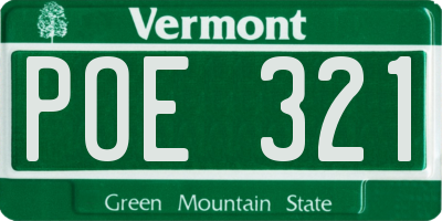 VT license plate POE321