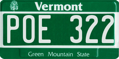 VT license plate POE322