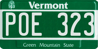 VT license plate POE323