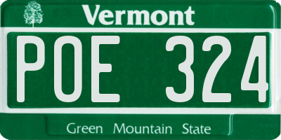 VT license plate POE324