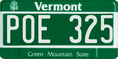VT license plate POE325