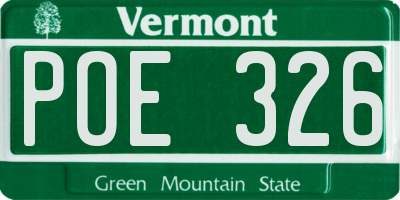 VT license plate POE326