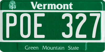 VT license plate POE327