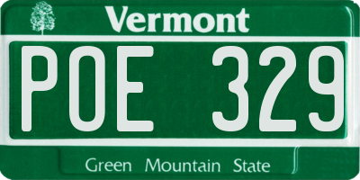 VT license plate POE329