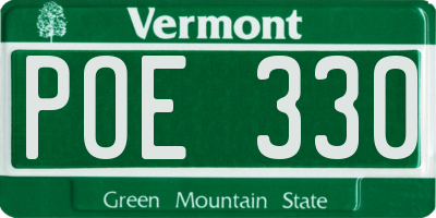 VT license plate POE330