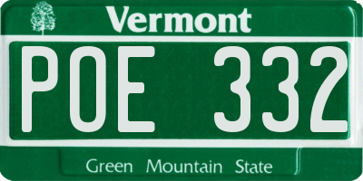 VT license plate POE332