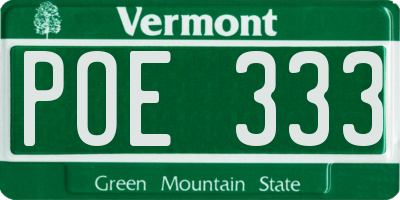 VT license plate POE333