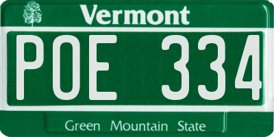 VT license plate POE334
