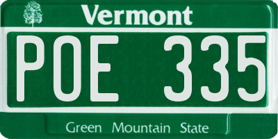 VT license plate POE335