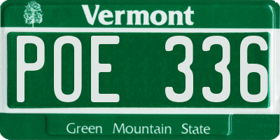 VT license plate POE336
