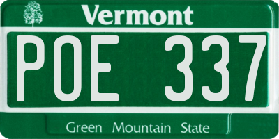 VT license plate POE337