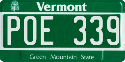 VT license plate POE339