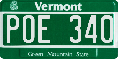 VT license plate POE340
