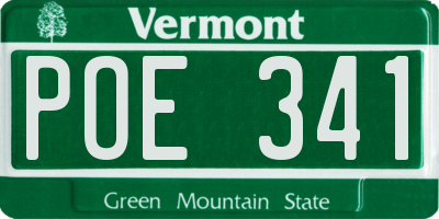 VT license plate POE341