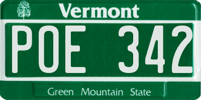 VT license plate POE342