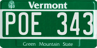 VT license plate POE343