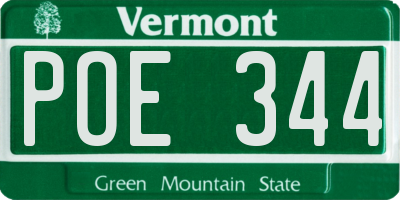 VT license plate POE344