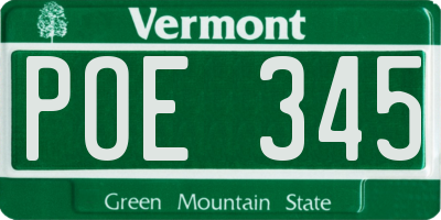VT license plate POE345