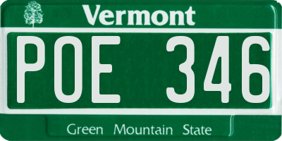 VT license plate POE346