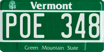 VT license plate POE348
