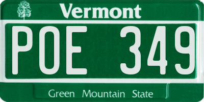 VT license plate POE349