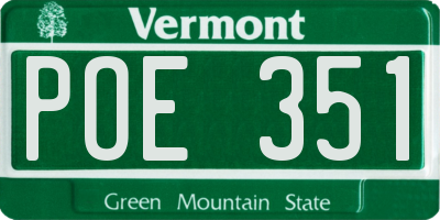 VT license plate POE351
