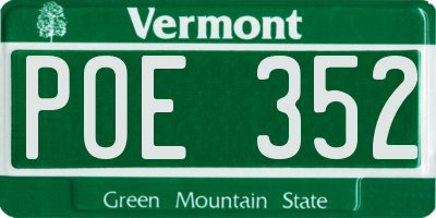 VT license plate POE352