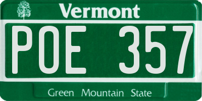 VT license plate POE357