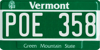 VT license plate POE358
