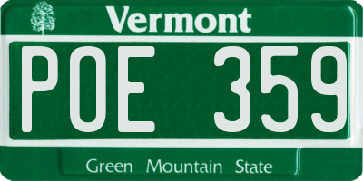 VT license plate POE359