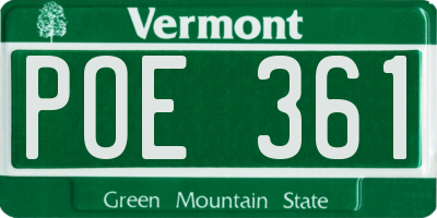 VT license plate POE361