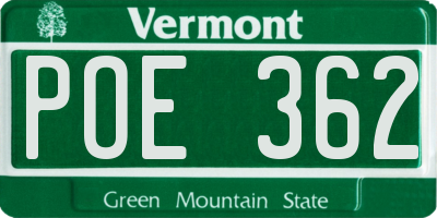 VT license plate POE362