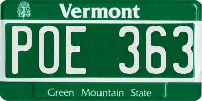 VT license plate POE363