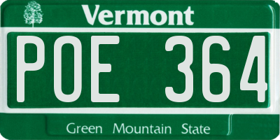 VT license plate POE364