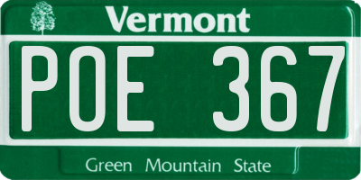 VT license plate POE367