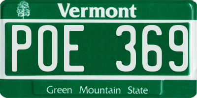 VT license plate POE369