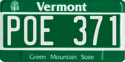 VT license plate POE371