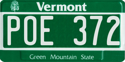 VT license plate POE372