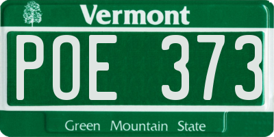 VT license plate POE373