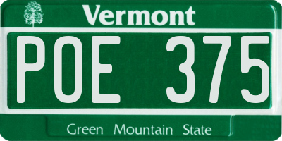 VT license plate POE375