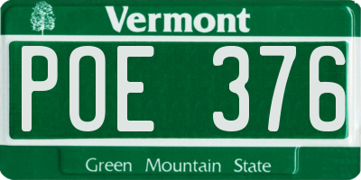 VT license plate POE376