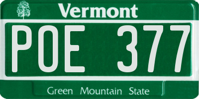 VT license plate POE377