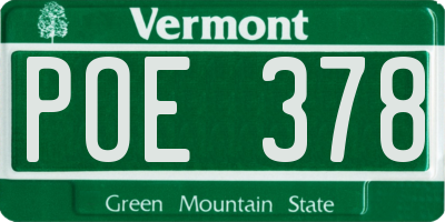 VT license plate POE378