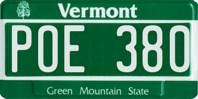 VT license plate POE380