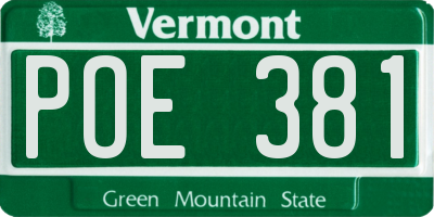 VT license plate POE381