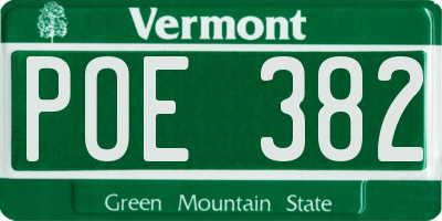 VT license plate POE382