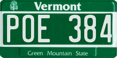 VT license plate POE384