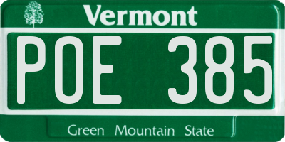 VT license plate POE385