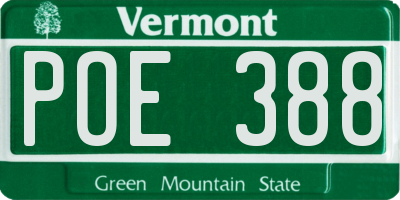 VT license plate POE388